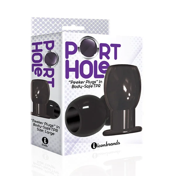The 9''s Port Hole Hollow Butt Plug Black