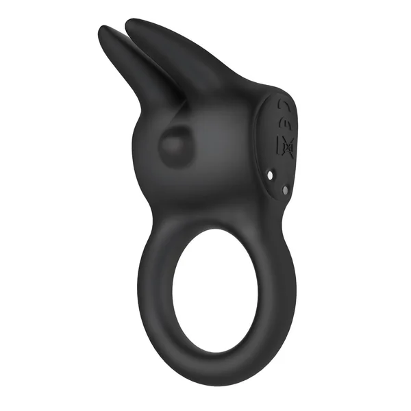 The Rabbit Love Ring Silicone Couples Ring USB Rechargeable Waterproof Black