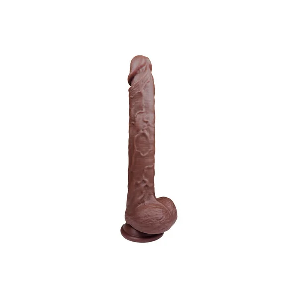 The Rival by FUKENA - Realistic Dual Density Silicone Dildo with Balls & Suction Cup, 8.5 Inch Insertable, 1.75 Inch Max Width, Dark Skin