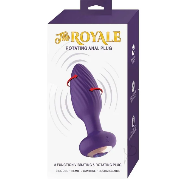 The Royal Rotating Anal Plug Rechargeable Silicone with Remote - Purple