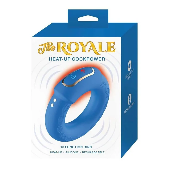 The Royale Heat-Up Cockpower Silicone Rechargeable Cock Ring - Blue