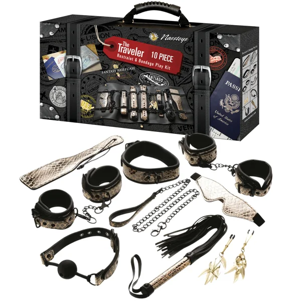 The Traveler Play Kit Gold/black Bondage Gear BDSM Sex Restraints Kit Adult Toy