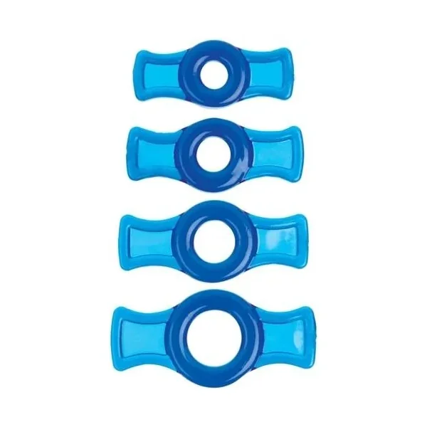 Titanmen Cock Ring 4 Pack Set Blue Male Erection Enhancer