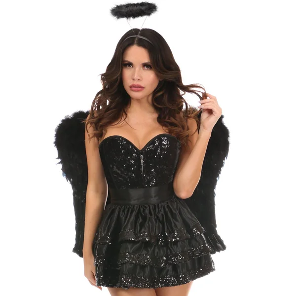 Top Drawer 4 PC Sequin Dark Angel Corset Costume