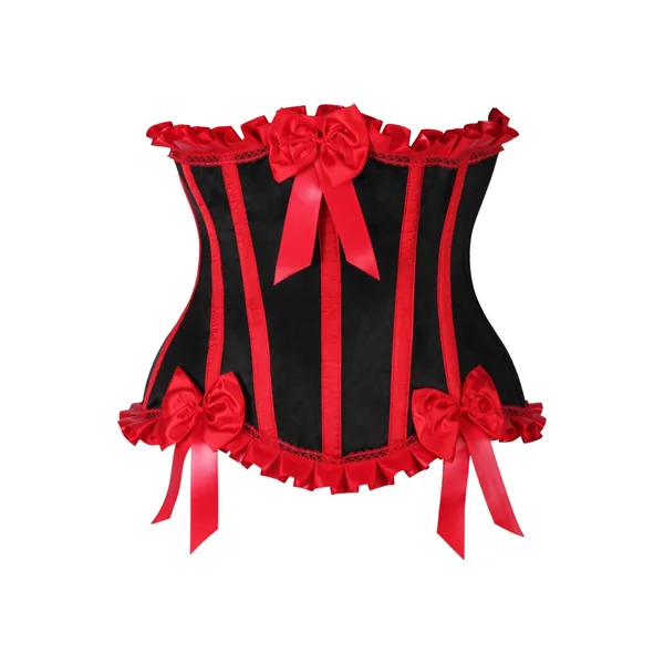 Top Drawer Black/Red Steel Boned Burlesque Underbust Corset Waist Cincher