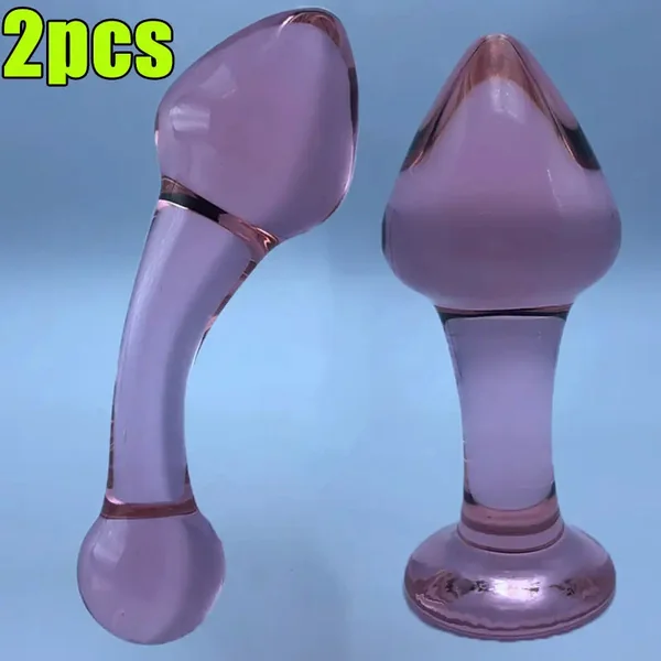 Transparent Glass Dildo Pink Anal Plug For Anal Expansion Masturbation