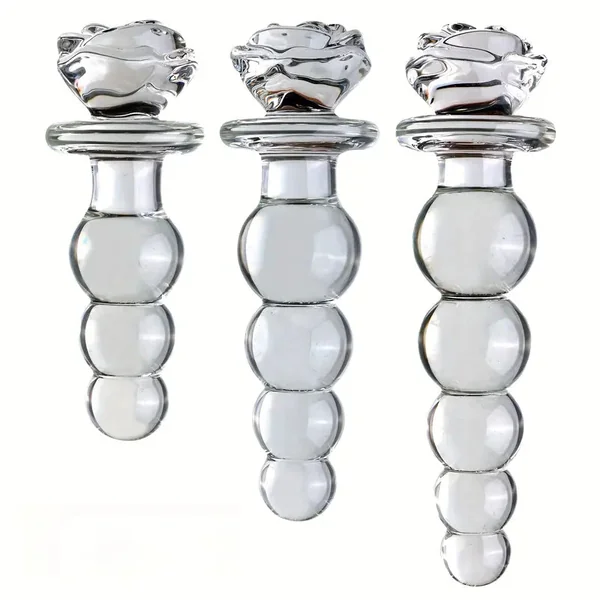Transparent Rose Bead Anal Plug Anal Masturbation And Expansion Tool