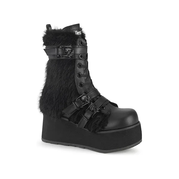 TRASHVILLE-218 Black Vegan Leather Knee boot