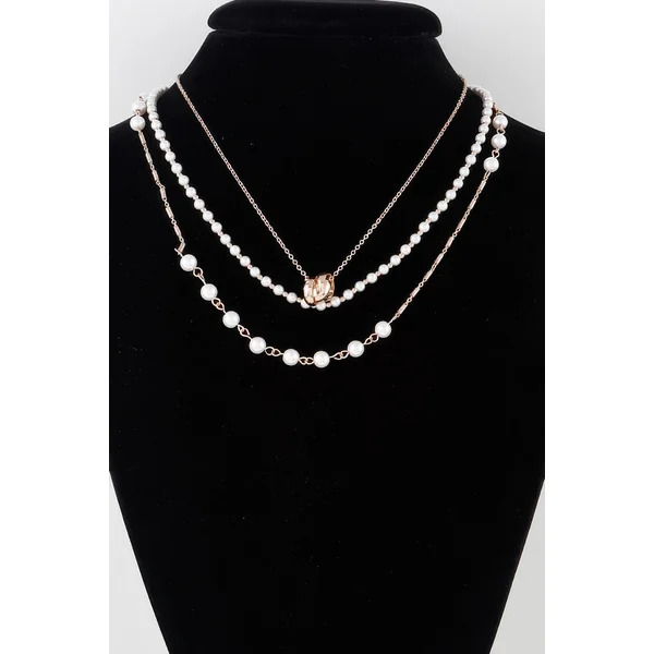 Triple Ring Beaded Necklace