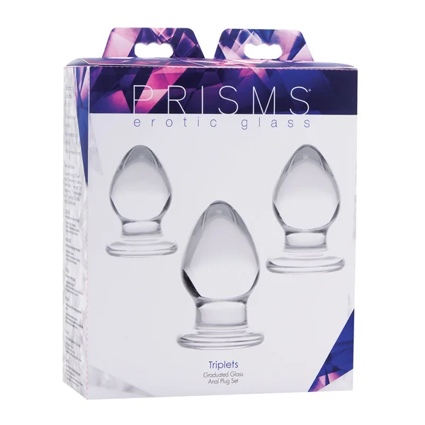 Triplets 3 Piece Glass Anal Plug Kit