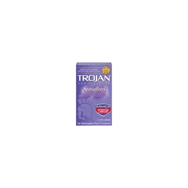 Trojan Her Pleasure Sensations Armor Spermicidal Condoms 12 Pack