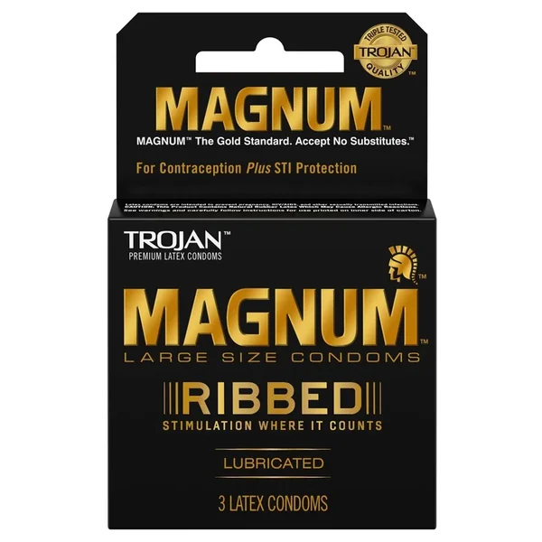 Trojan Magnum Ribbed Lubricated Latex Condoms