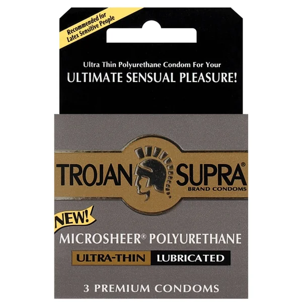 Trojan Supra Ultra-Thin Polyurethane Condoms - Box of 3