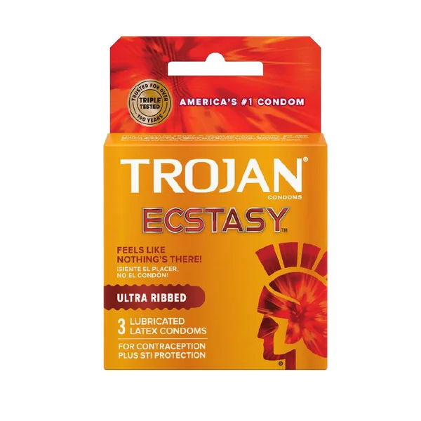 Trojan Ultra Ribbed Ecstasy Lubricated Condoms 2 Pack