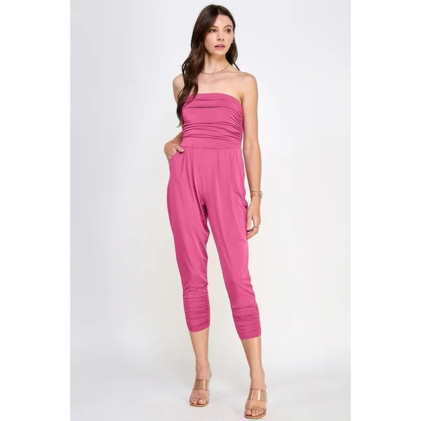 Tube Top W/shirring Jumpsuit