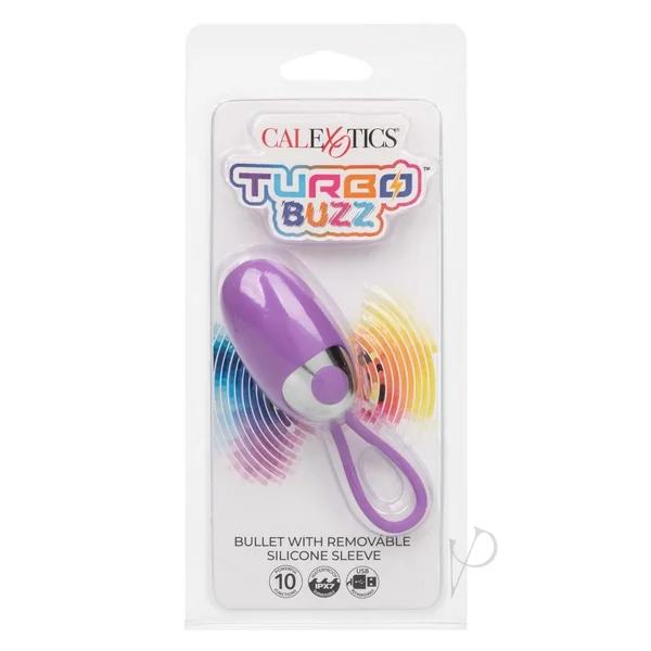 Turbo Buzz Rechargeable Bullet with Removable Silicone Egg - Purple