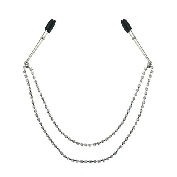 Tweezer-Style Connected Jeweled Nipple Clamps