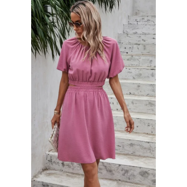 Two Pieces Solid Basic Elastic Round Neck Sets