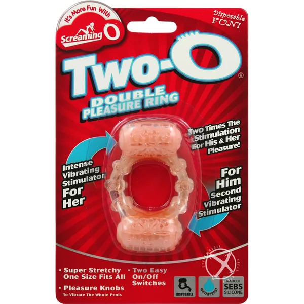 Two-O Double Pleasure Ring Silicone Cock Ring - Vanilla