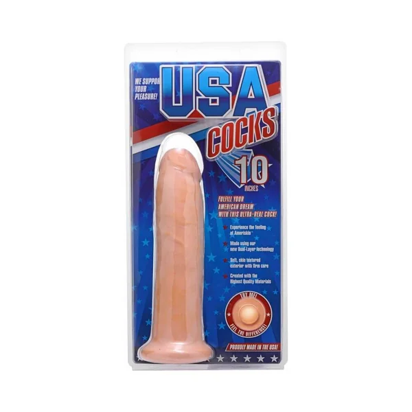 USA Cocks 10 inches Ameriskin Dual Density Dildo Light