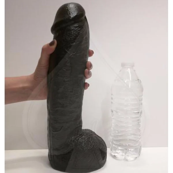 Vac U Lock Codeblack Realistic Hung Cock With Balls Attachment Black 12 Inch