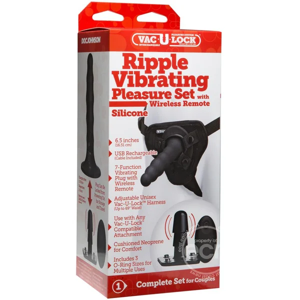 Vac-U-Lock Harness with Ripple Vibrating Pleasure Set