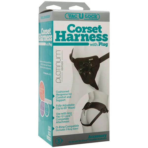 Vac-U-Lock Platinum Corset Harness With Plug