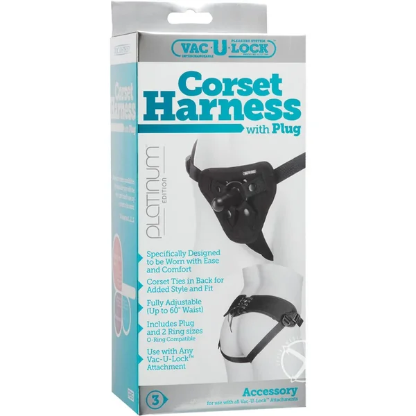Vac-U-Lock Platinum Corset Harness with Plug