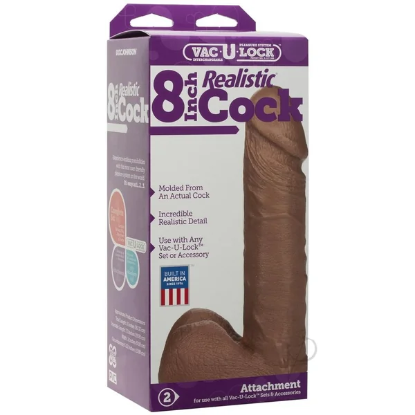 Vac-U-Lock Realistic Dildo 8in - Caramel