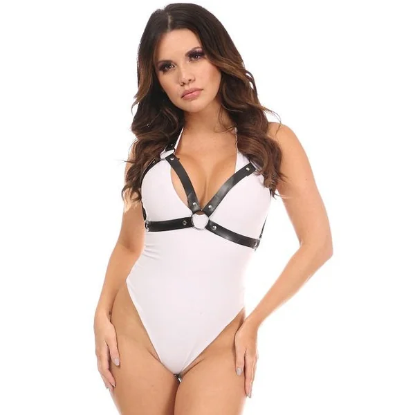 Vegan Leather Halter Bra Harness