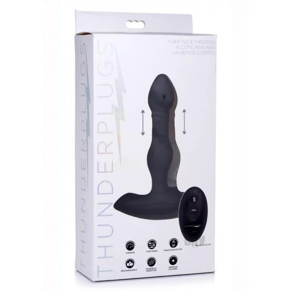 Vibrating And Thrusting Remote Control Silicone Anal Plug