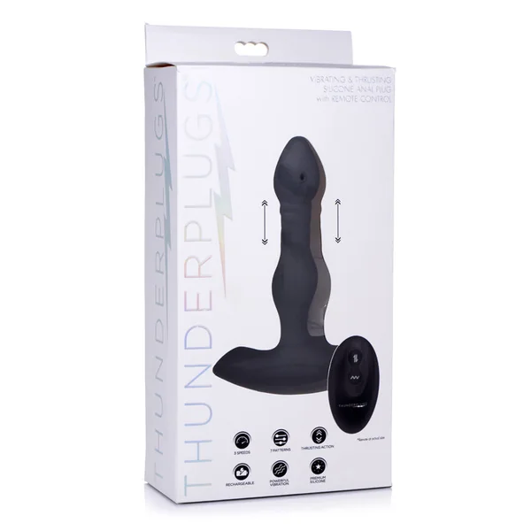 Vibrating and Thrusting Remote Control Silicone Anal Plug