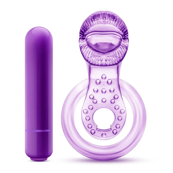 Vibrating Double Strap Cockring in Purple for Intimate Play