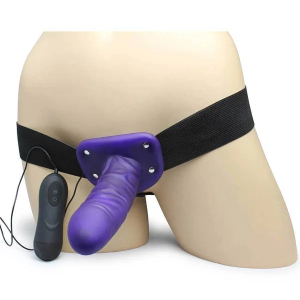 Vibrating Penis Extension Sleeve 7 Inch Hollow Purple Strap-On Cock Sheath
