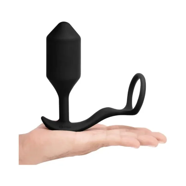 Vibrating Weighted Silicone Anal Plug with Cock Ring Sex Toy XL Black