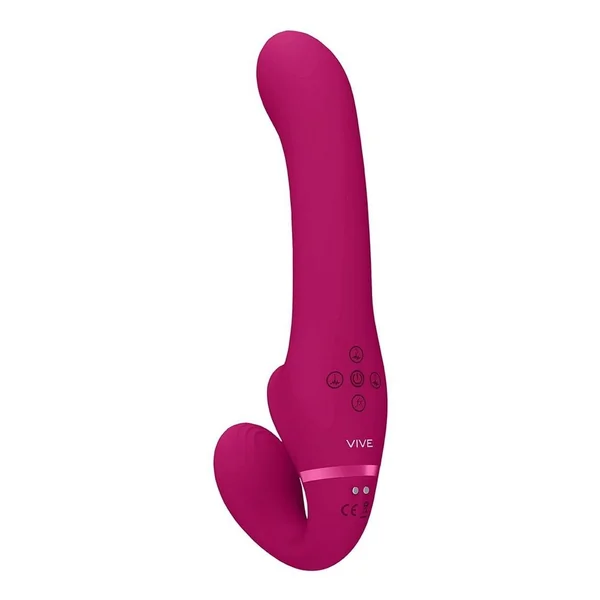 Vive AI Rechargeable Silicone Dual Motor Strapless Strap-On – Pink