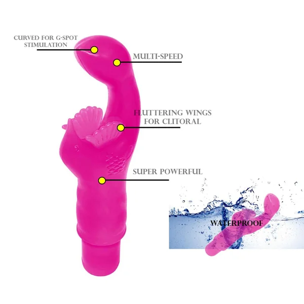 Wanachi Happy Hummer Mini Multi-Speed Silicone G Spot Vibrator Waterproof Pink