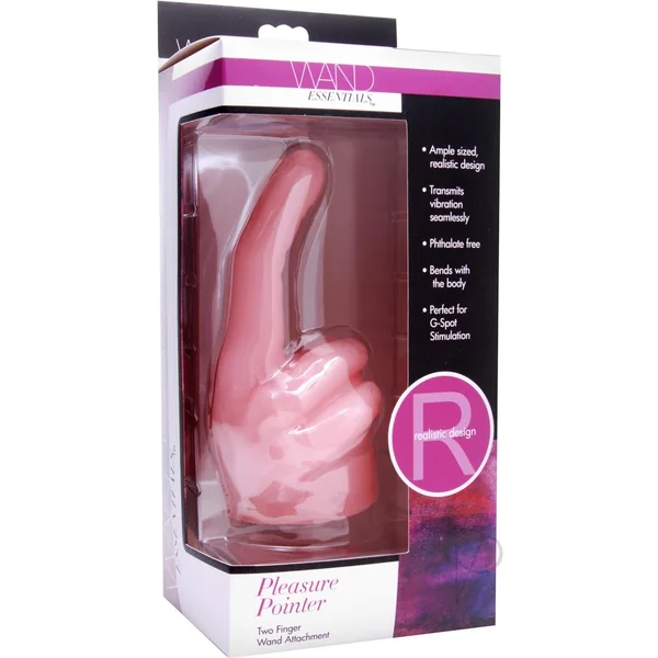 Wand Essentials Pleasure Pointer Two Finger Vibrating Wand Attachment Flesh