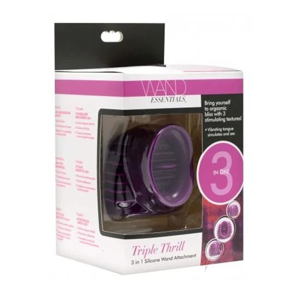 Wand Essentials Triple Thrill 3 in 1 Silicone Wand Attachment - Purple