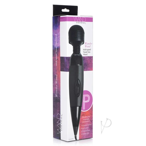 Wand Essentials Wander Wand Vibrating Multi-Speed Travel Size Wand - Black