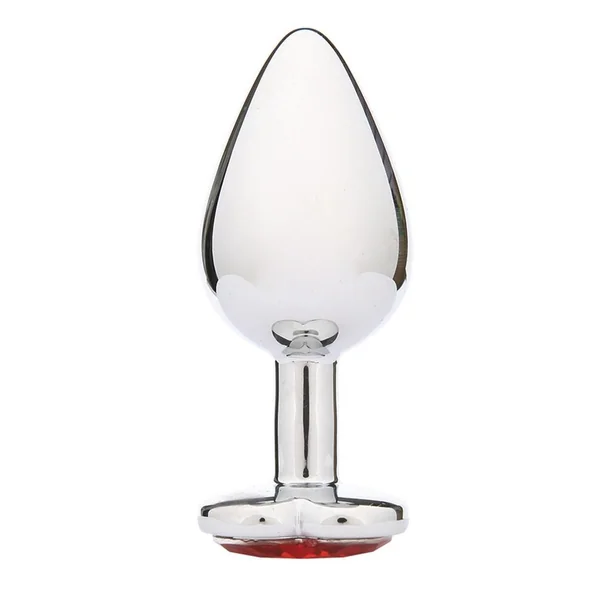 Whipsmart Heartbreaker Metal Butt Plug – Medium – Silver/Red