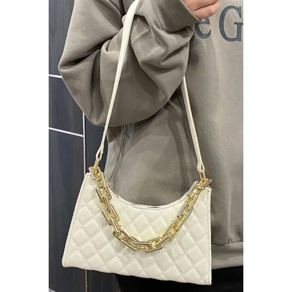 White Gold Quilted Handbag