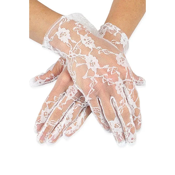 White Lace Floral Mesh Gloves