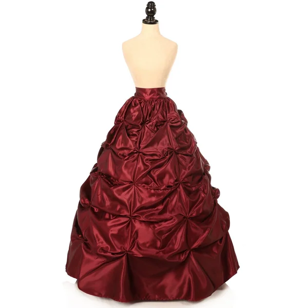 Wine Satin Pick-Up Long Skirt