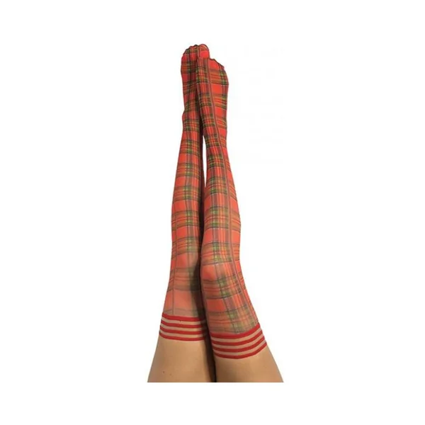 Women’s Lingerie: Kixies Grace Plaid Thigh-high Red Size B