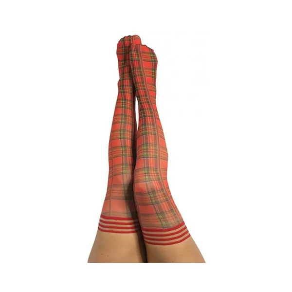 Women’s Lingerie: Kixies Grace Plaid Thigh-high Red Size C