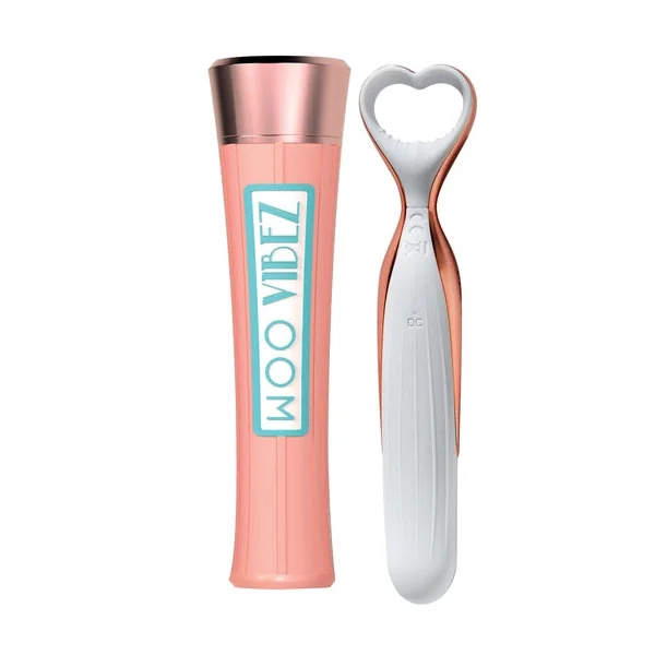 WOO Silicone Vibe with Travel Case White and Rose Gold