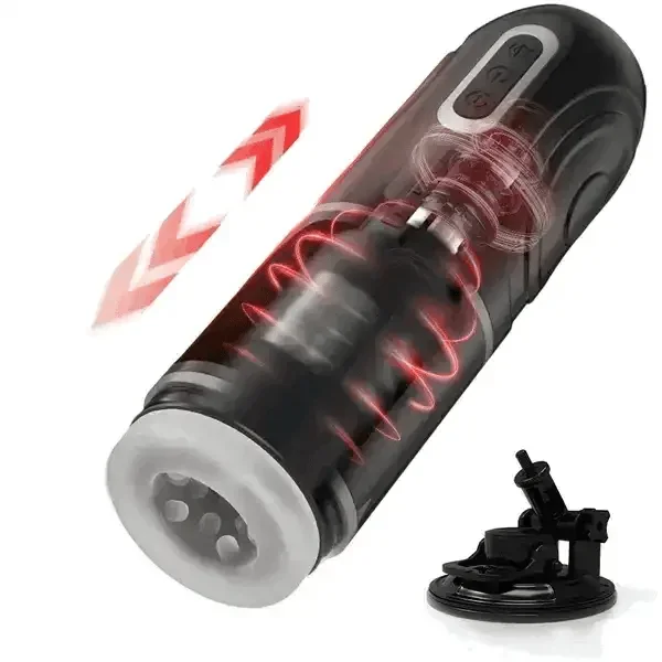 XR12 Thrusting Masturbator with Locking Suction Base for Hands-Free Rotation and Stimulation