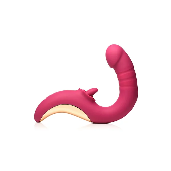 XR Brands - Lickgasm - Tease & Please Thrusting & Licking Dual Vibrator - Pink