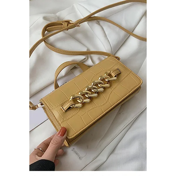 Yellow Gold Chain Accent Crossbody Purse